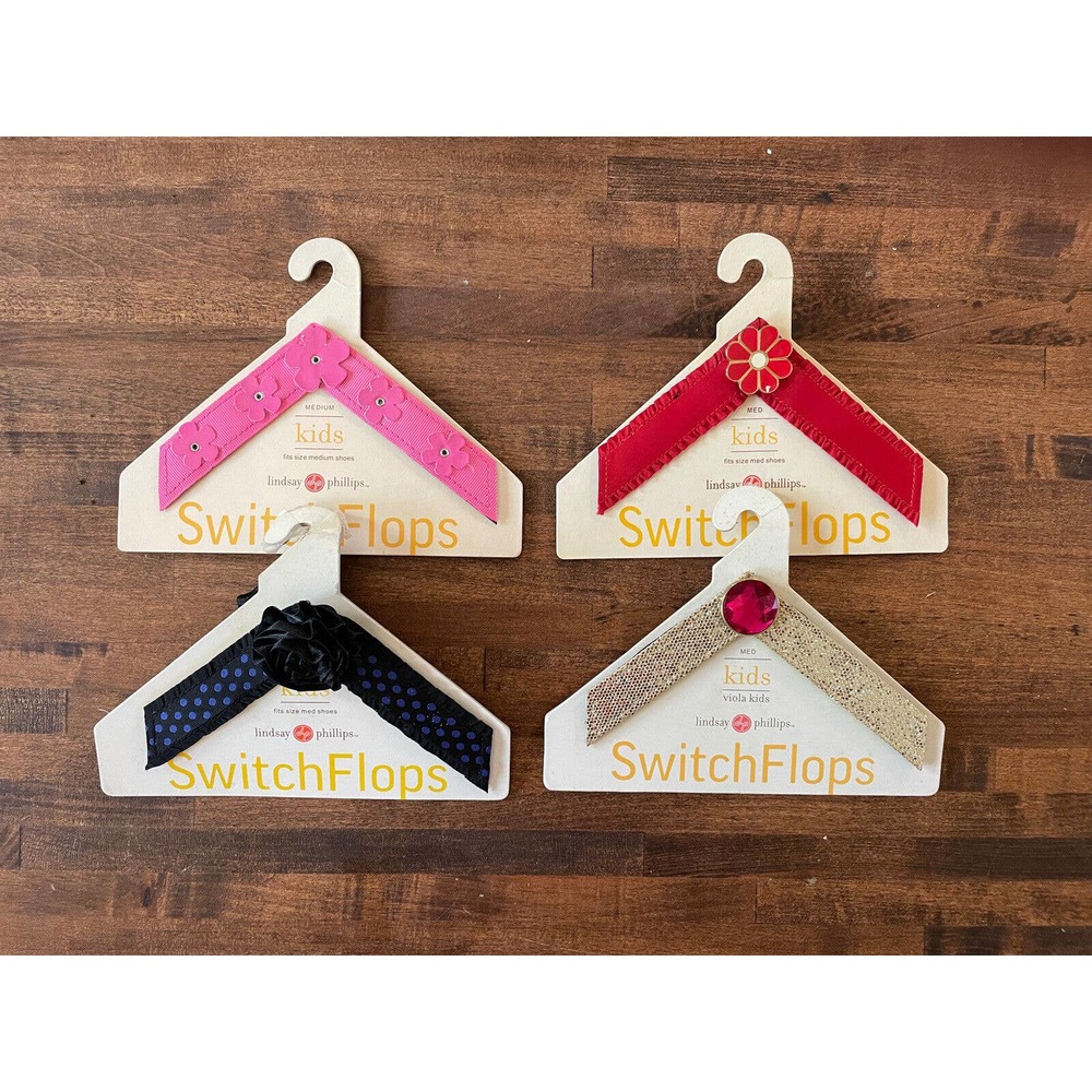 Lindsay Phillips KIDS MEDIUM Switch Flop Straps Set Of Four. Girls Summer Shoes.